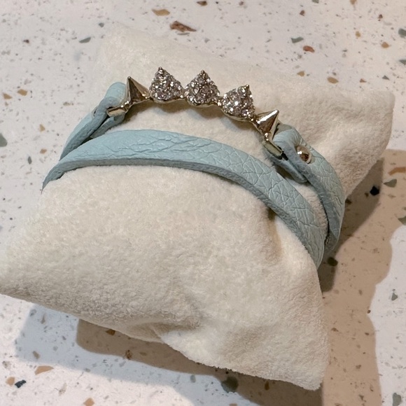 Crystal Spike Cuff Wrap Bracelet in Teal Blue - Picture 5 of 11